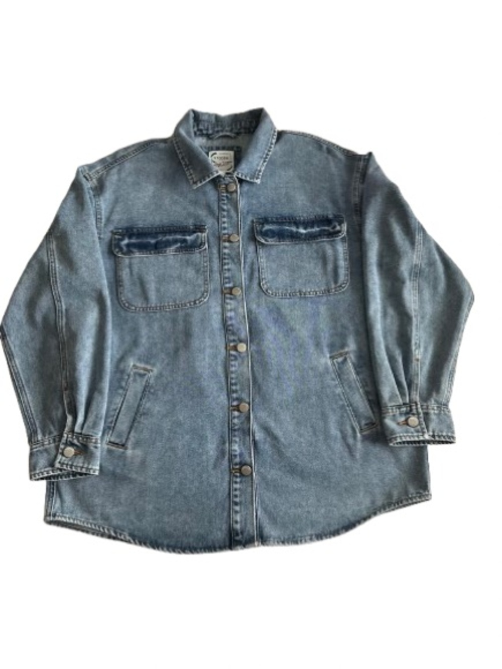 Stoosh Vintage Demin Man's L Blue Light Wash Denim Button Down Shirt Jacket Top